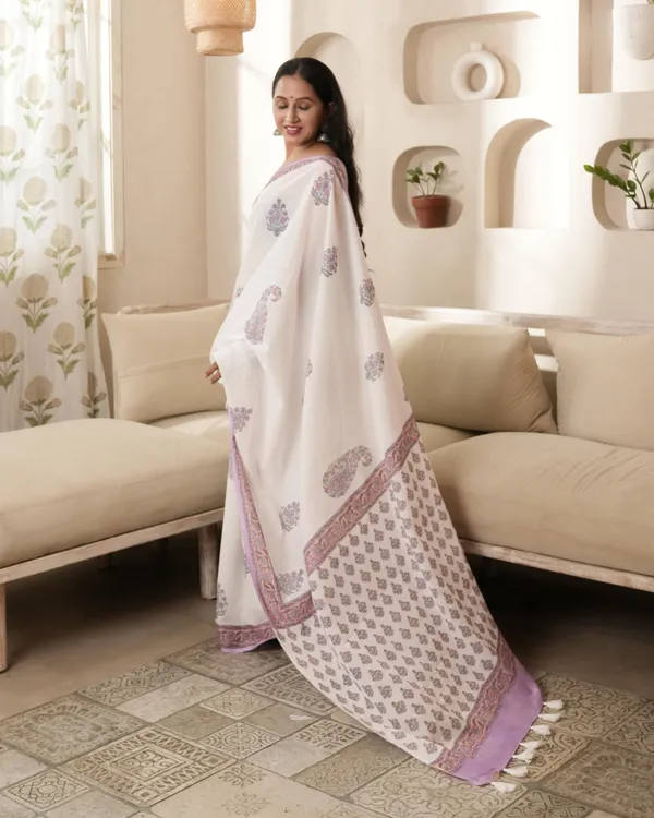 Multicolour_Cotton_Paisley_Butta_Hblock_Print_Mul_Saree_With_Tassels_For_Women